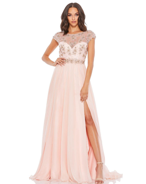 Prom Long Chiffon Beaded Dress Chiffon Beaded Detail Mac Duggal 67798