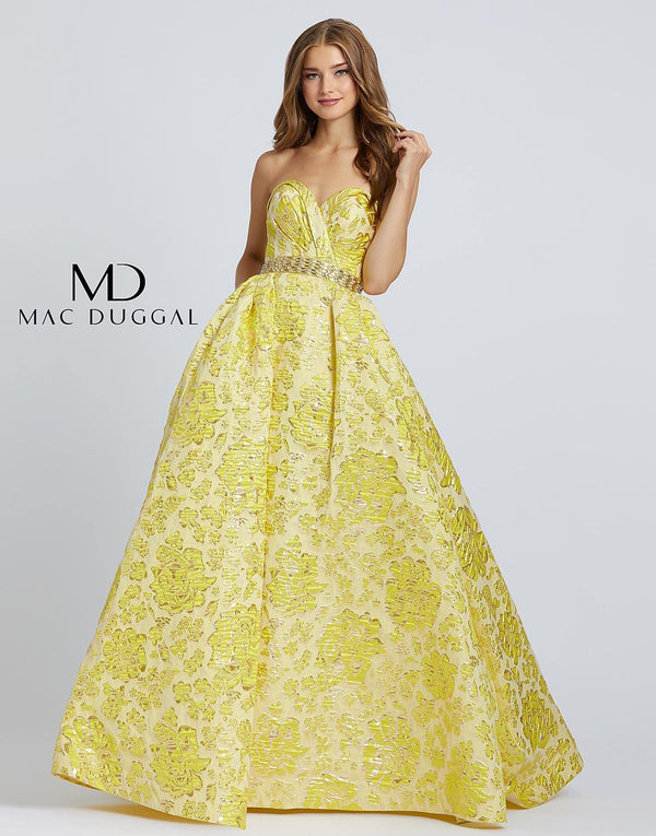 Prom Long Floral Metallic Ballgown Metallic Floral Detail Mac Duggal 66719