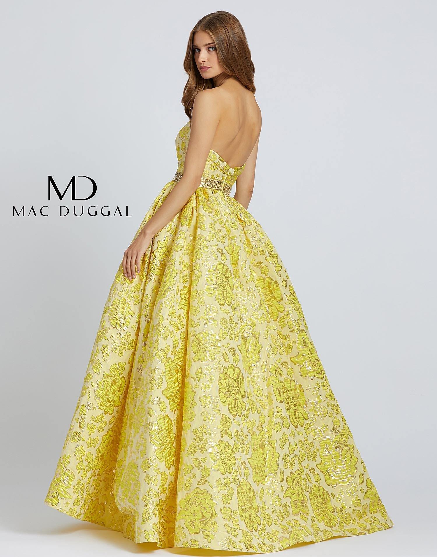 Mac Duggal 66719 Prom Long Floral Metallic Ballgown
