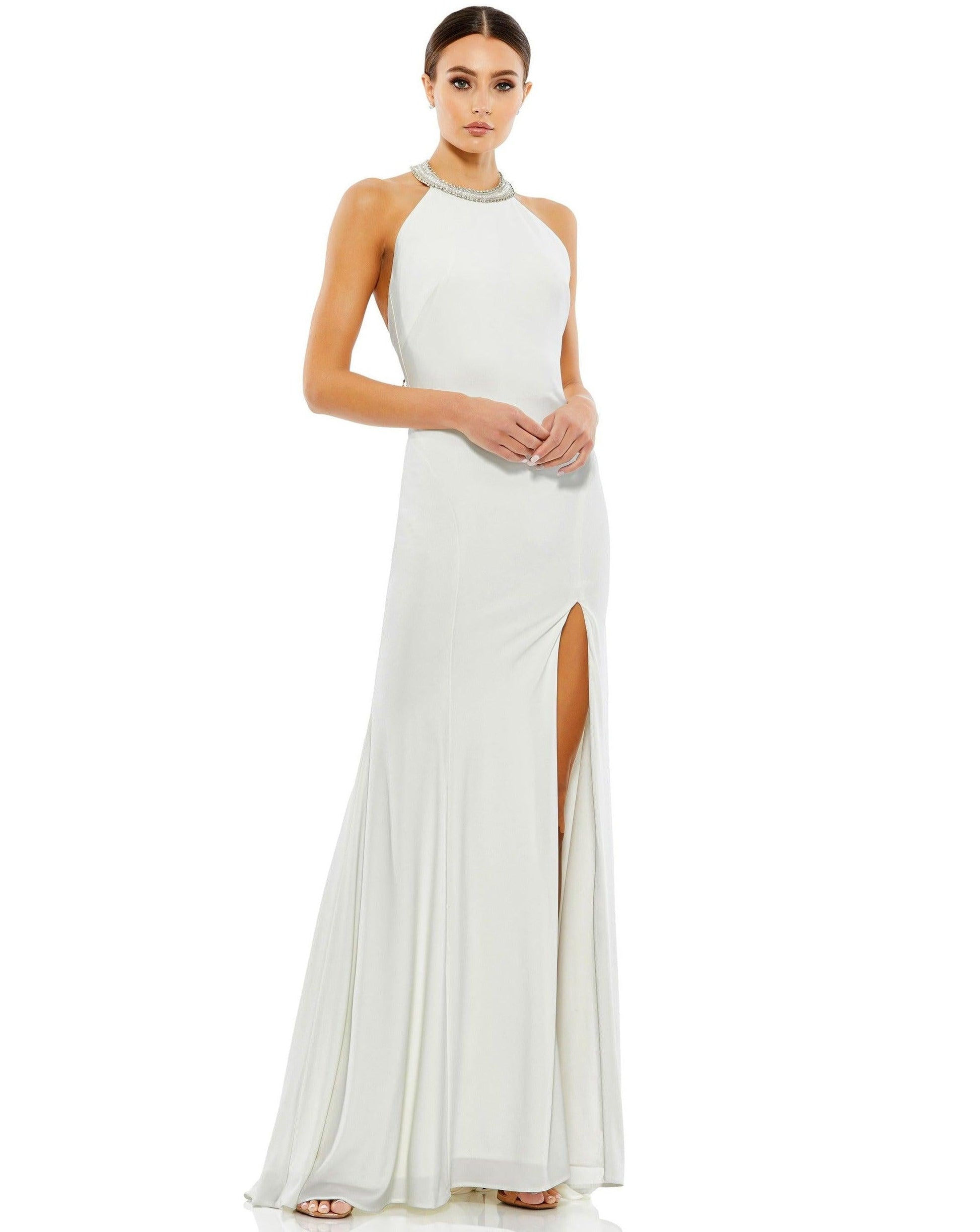 Mac Duggal 25572 Prom Long Formal Fitted Halter Gown
