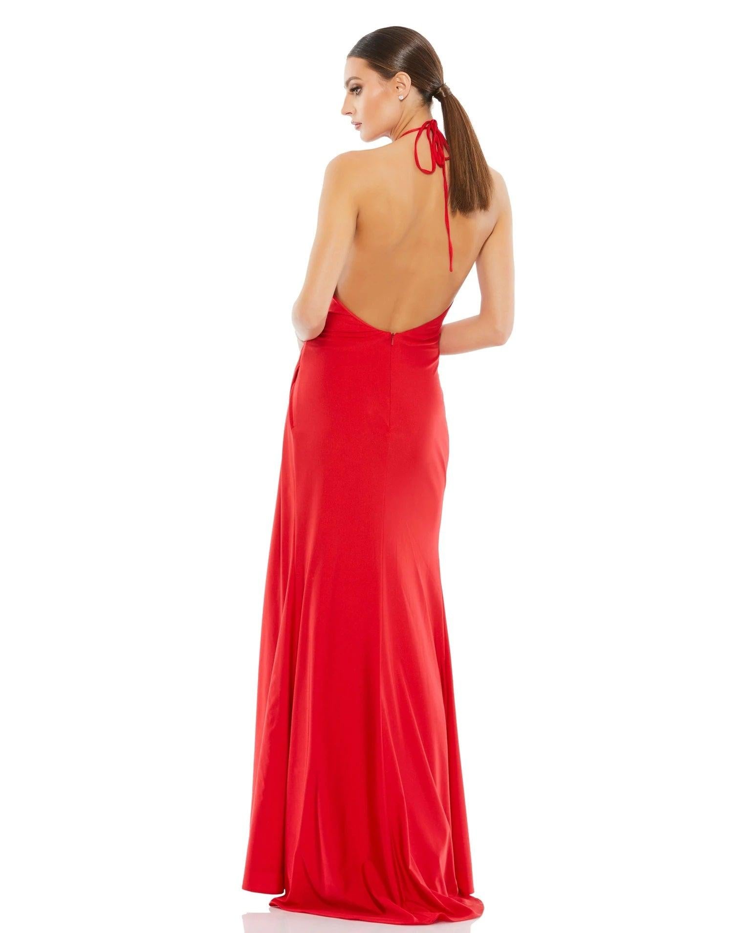 Mac Duggal 26623 Prom Long Formal Fitted Halter Gown