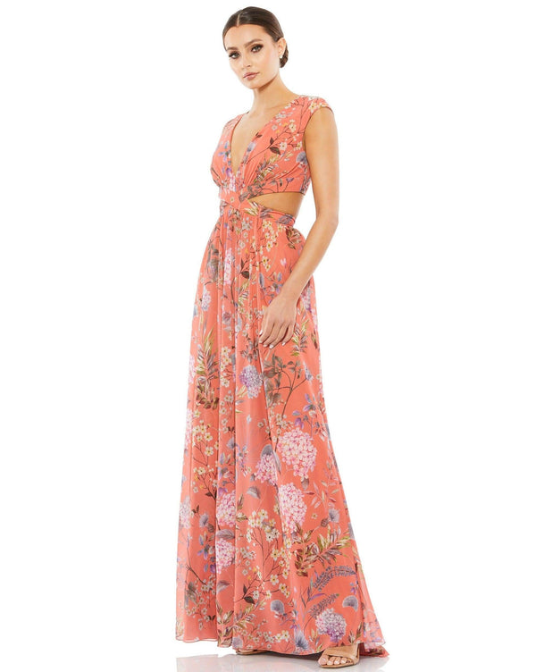 Prom Long Formal Floral Print Dress Floral Print Mac Duggal 9154