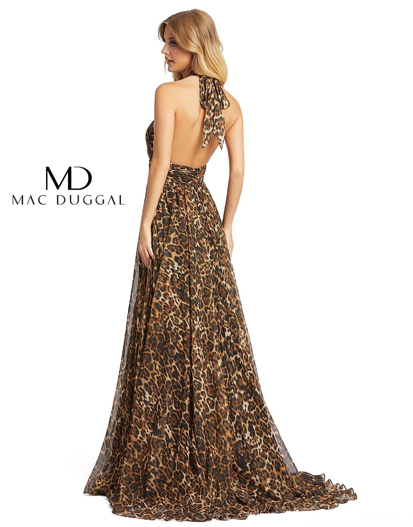 Mac Duggal Prom Long Halter Animal Print Gown 67360 - The Dress Outlet