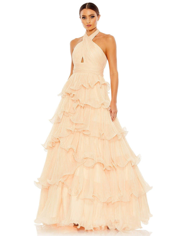 Prom Long Halter Chiffon Ball Gown Halter Neckline Mac Duggal 49535