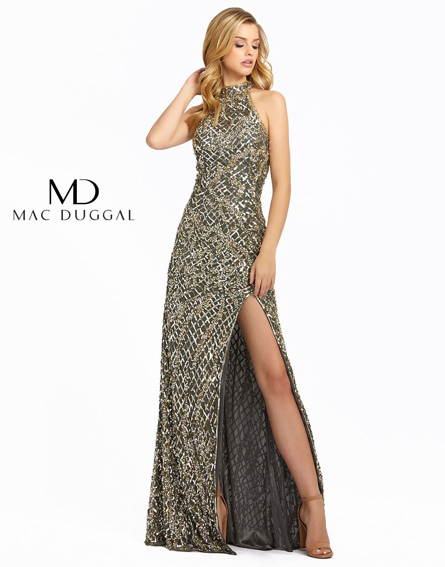 Mac Duggal Prom Long Halter Evening Dress 4112 - The Dress Outlet