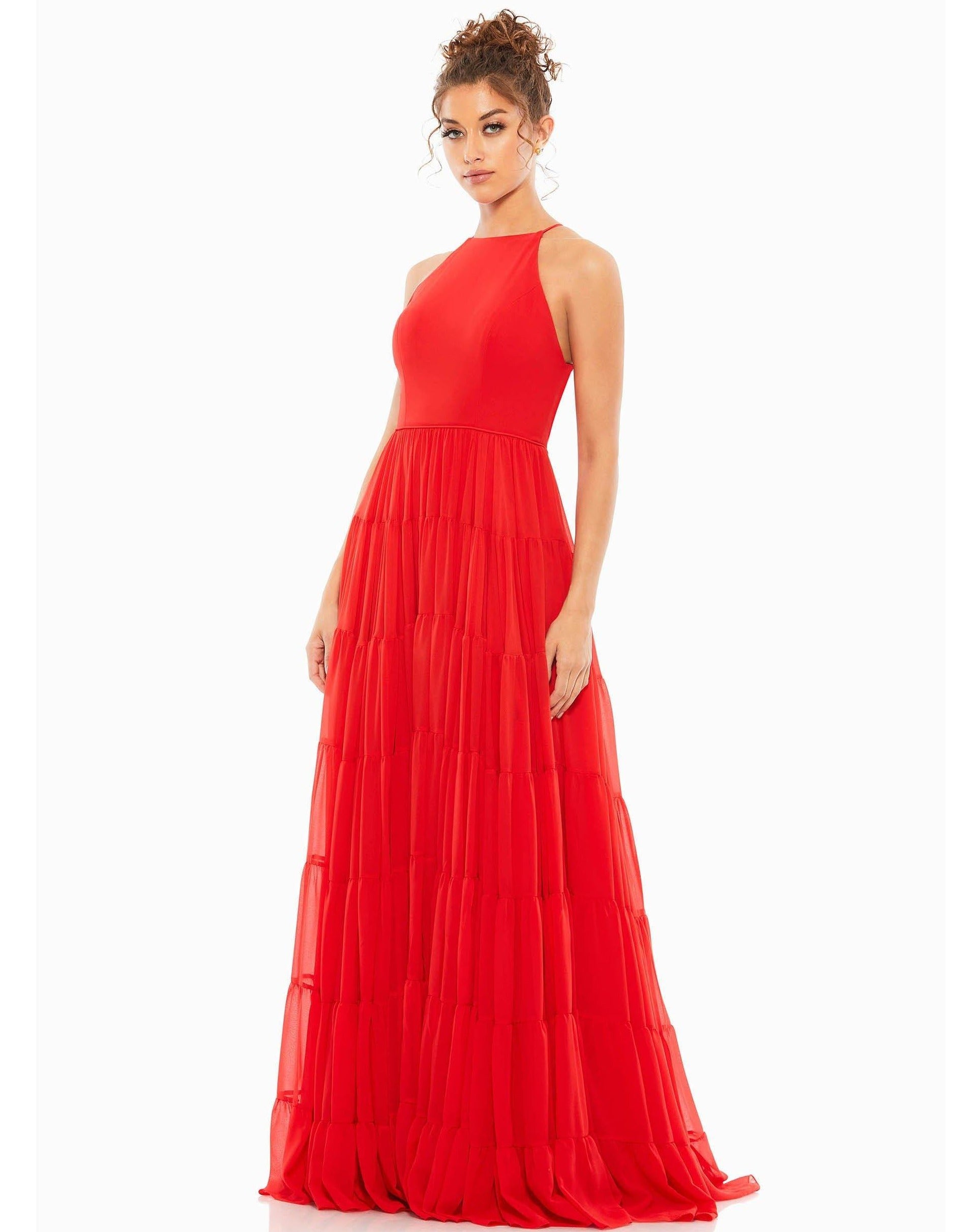 Mac Duggal 55281 Prom Long Halter Tiered Dress