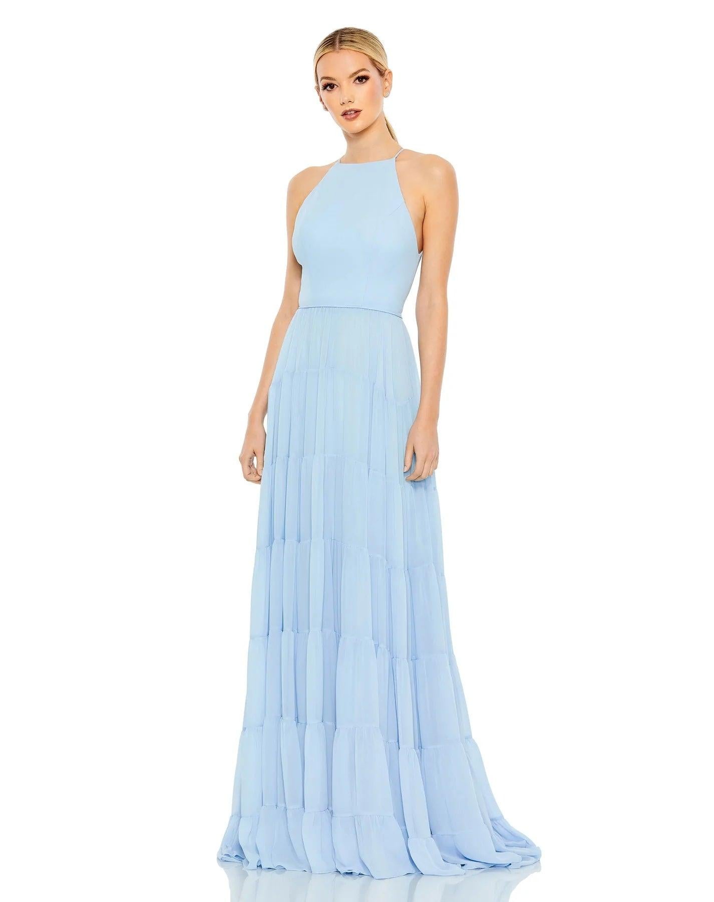 Mac Duggal 55281 Prom Long Halter Tiered Dress