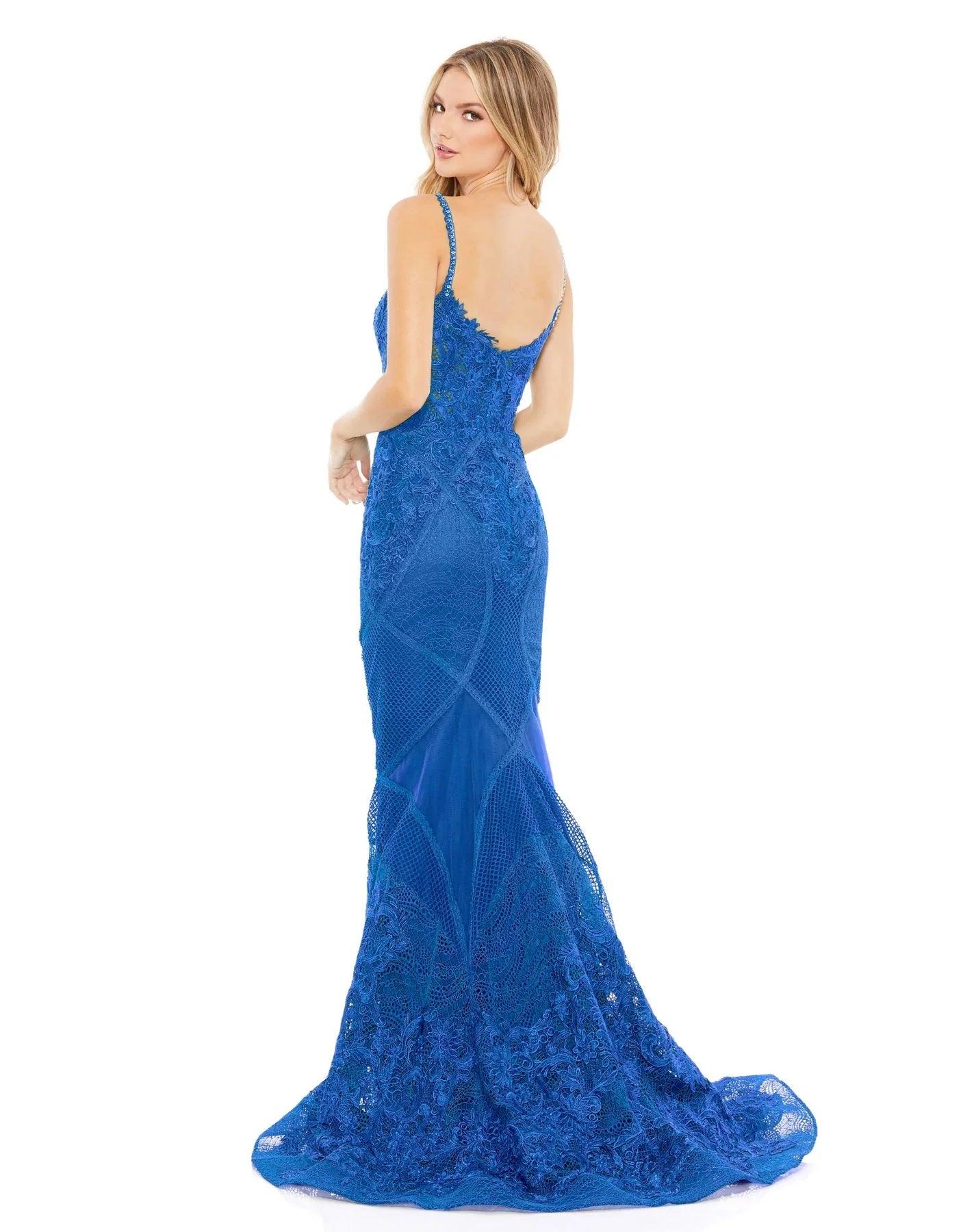 Mac Duggal Prom Long Mermaid Lace Gown 79082R - The Dress Outlet