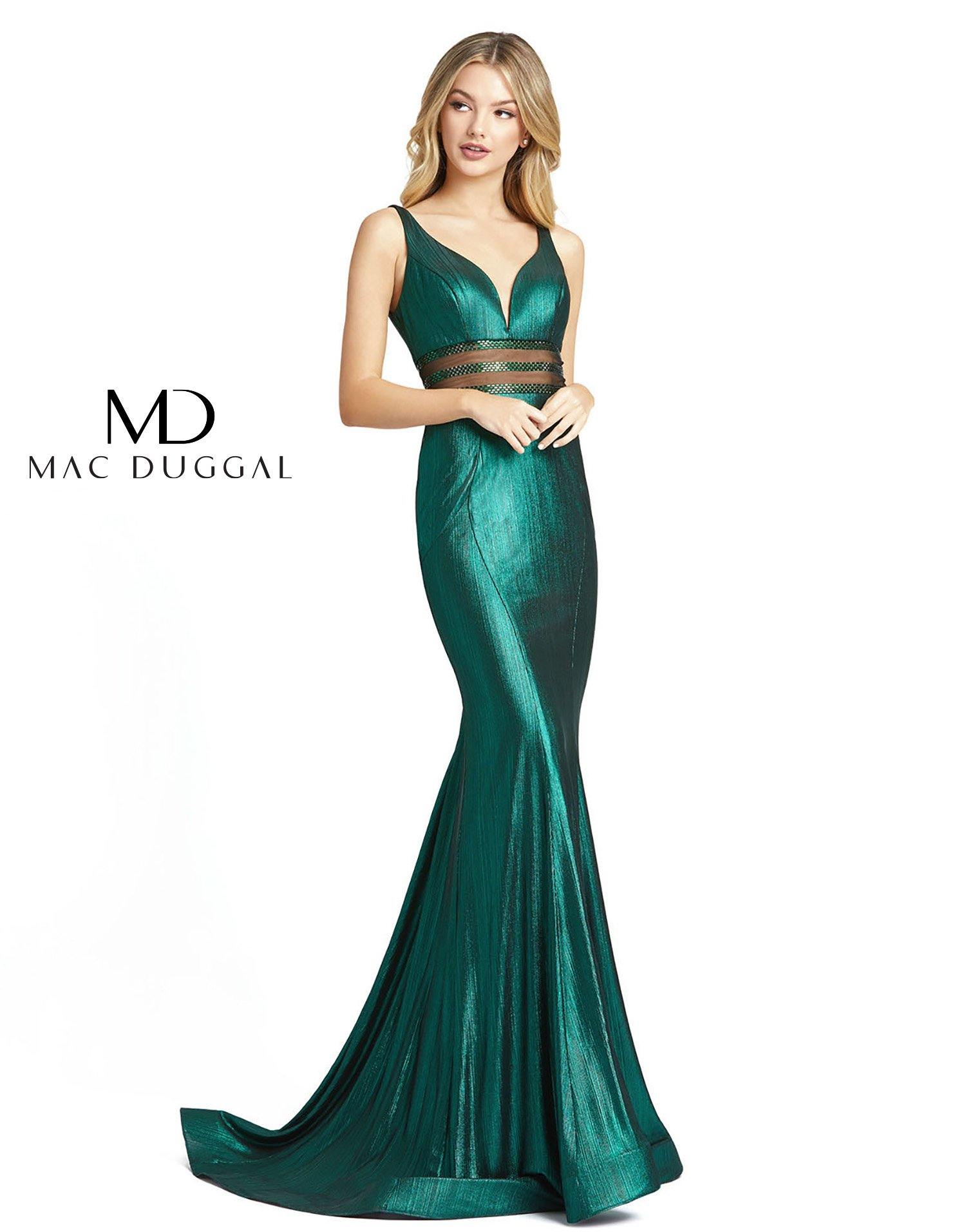 Emerald Mac Duggal 40960 Prom Long Metallic Mesh Formal Gown for $358.0 ...