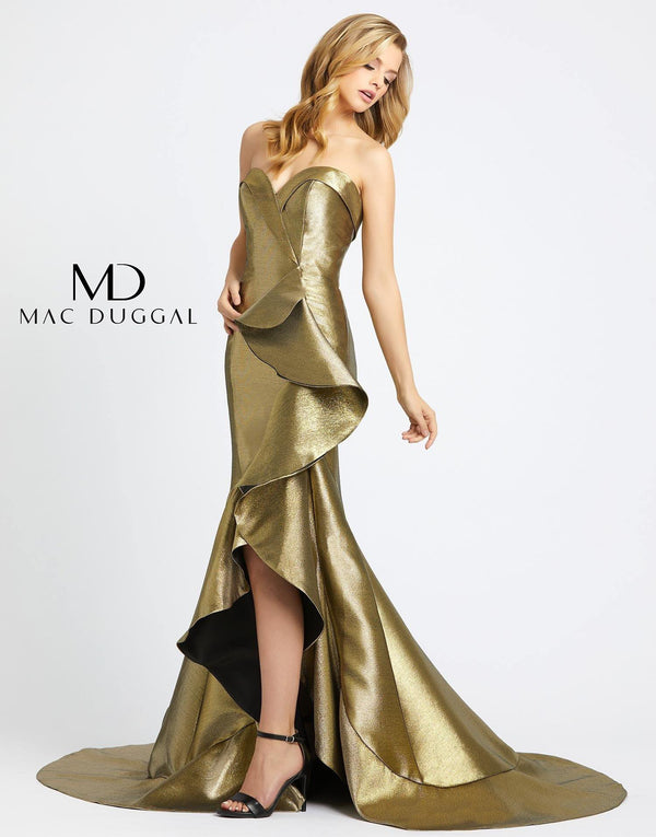 Prom Long Metallic Trumpet Dress Metallic Fabric Mac Duggal 67662