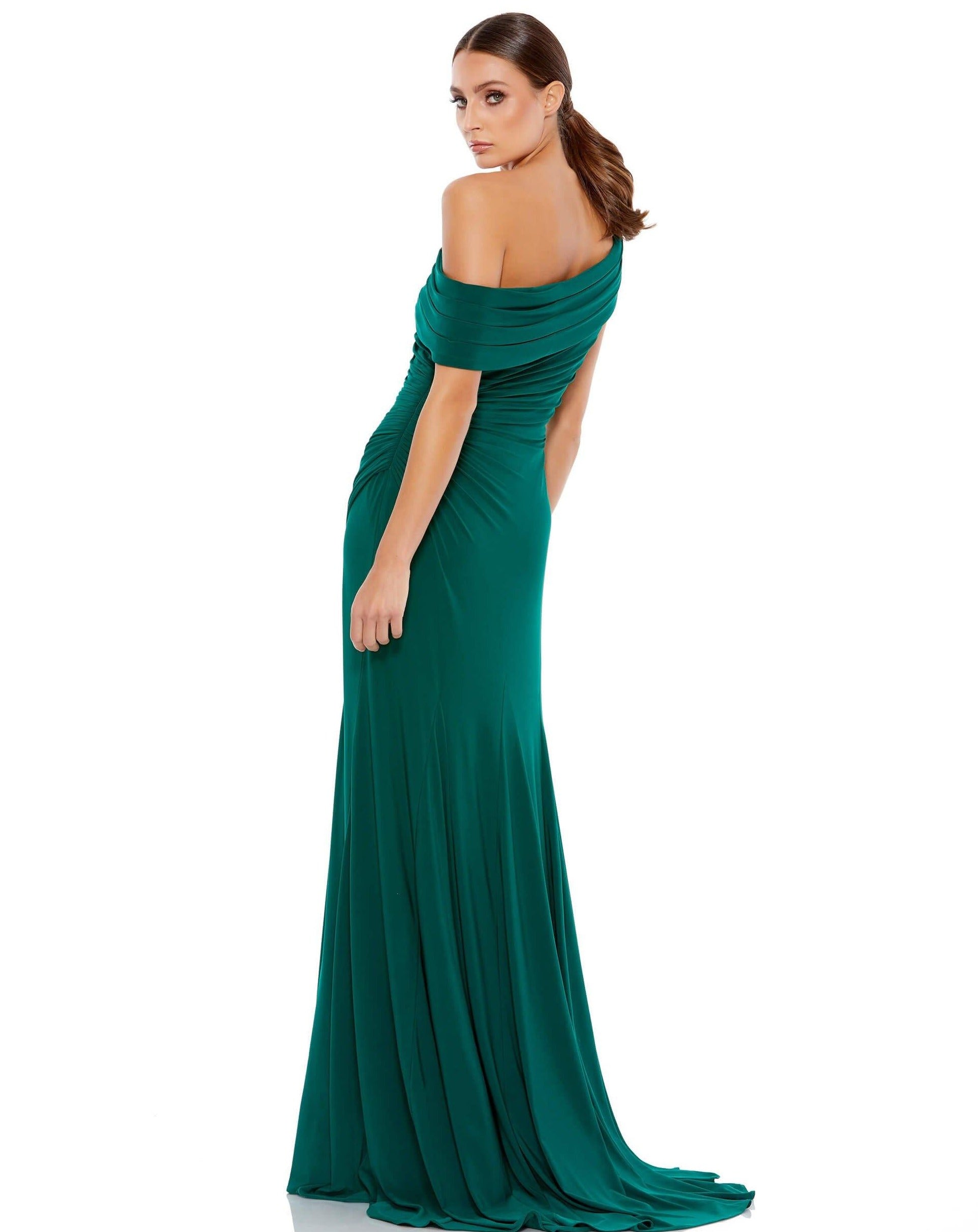Formal Dresses Prom Long One Shoulder Formal Gown Emerald Green