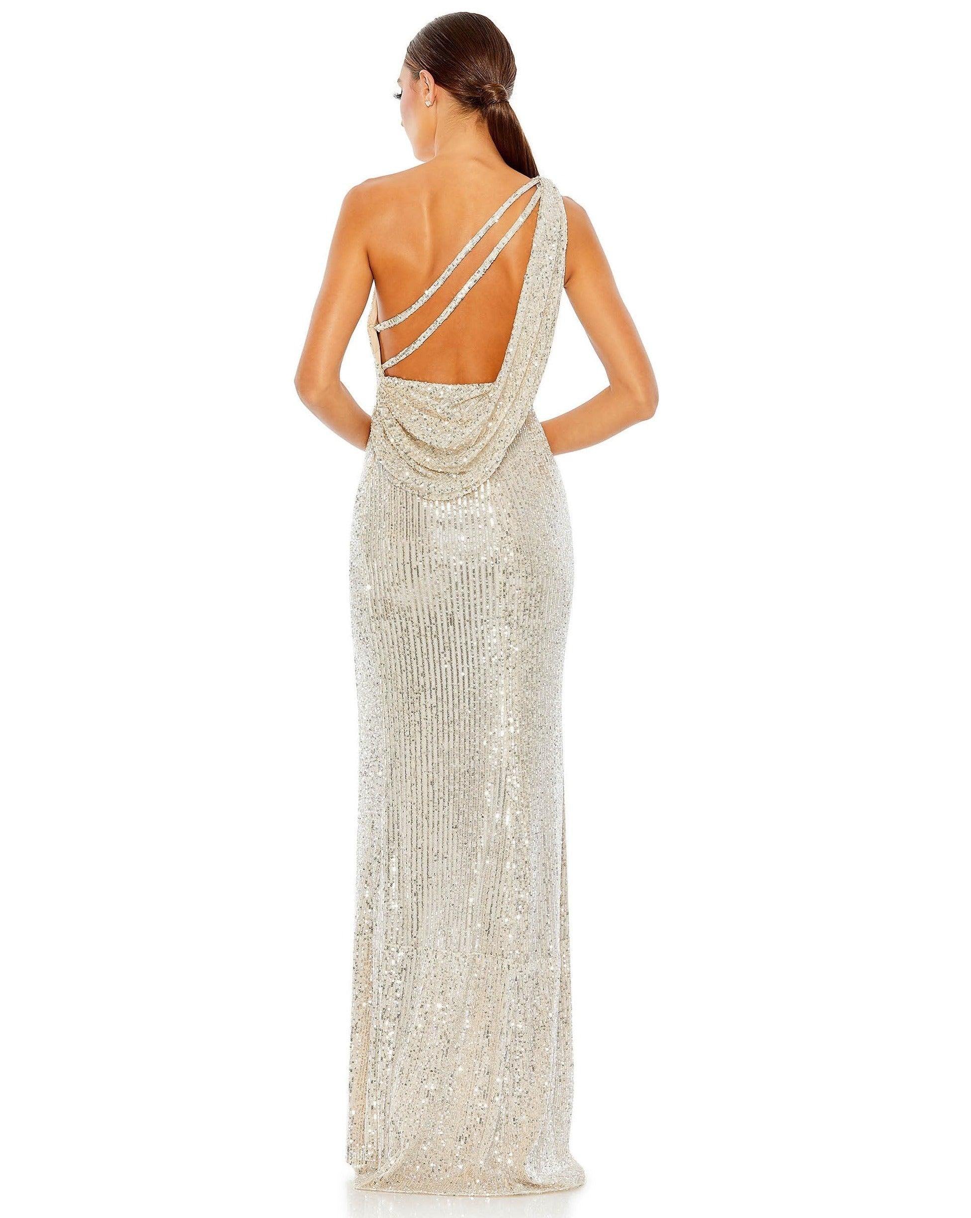 Prom Dresses Prom Long One Shoulder Formal Gown Silver