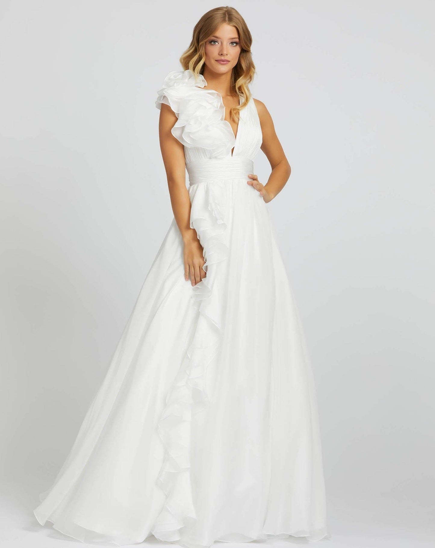 Formal Dresses Prom Long Ruffled Ball Gown White