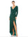 Mac Duggal Prom Long Sleeve High Low Dress Emerald