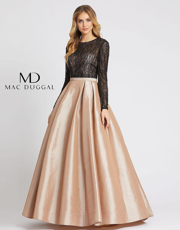 Prom Long Sleeve Satin Ball Gown Satin Fabric Mac Duggal 12121