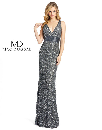Mac Duggal Prom Long Sleeveless Evening Gown Charcoal