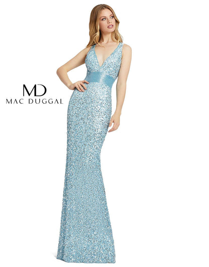 Mac Duggal Prom Long Sleeveless Evening Gown Powder Blue