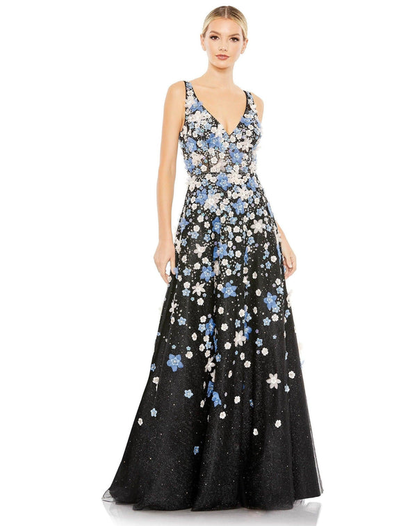 Prom Long Sleeveless Floral Dress Floral Detail Mac Duggal 11169