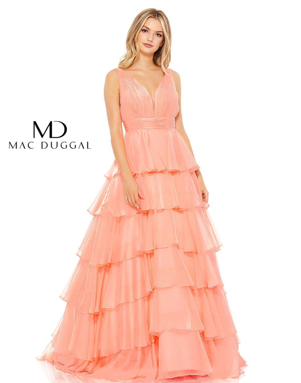 Prom Long Sleeveless Tiered Dress Sleeveless Tiered Detail Mac Duggal 67553