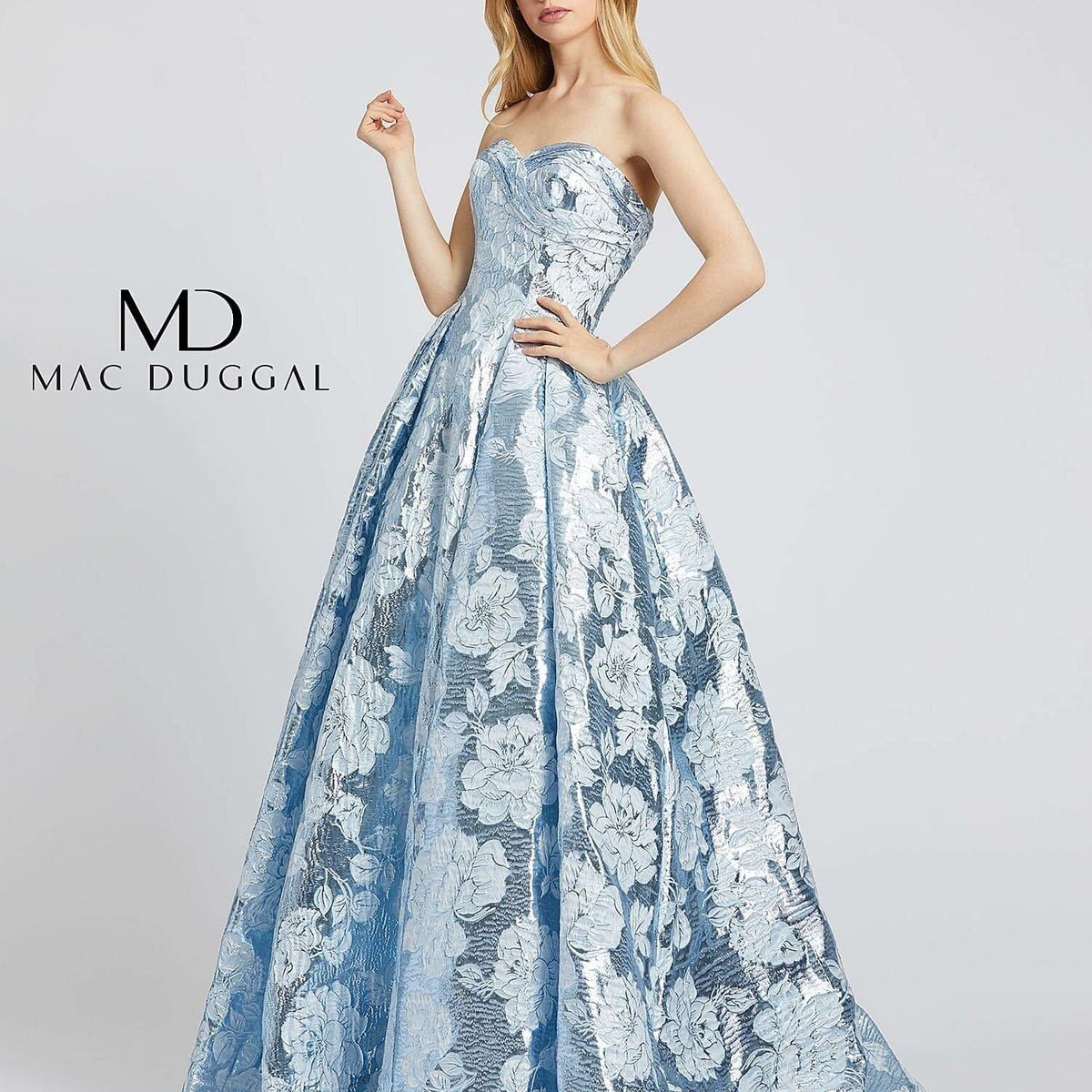 melody maxi dress Mac Duggal 66947 Prom Long Strapless Floral Ballgown