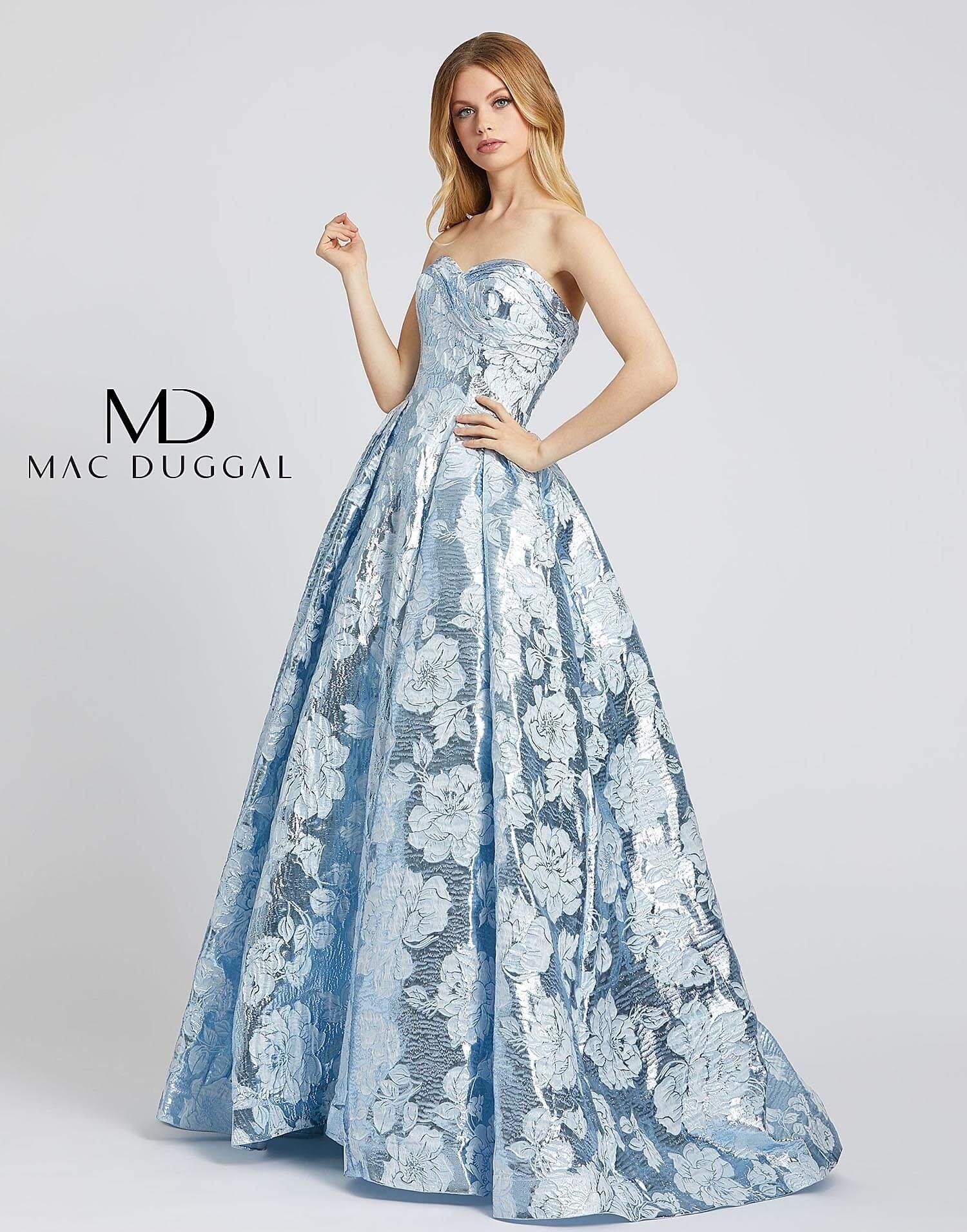 Mac Duggal 66947 Prom Long Strapless Floral Ballgown