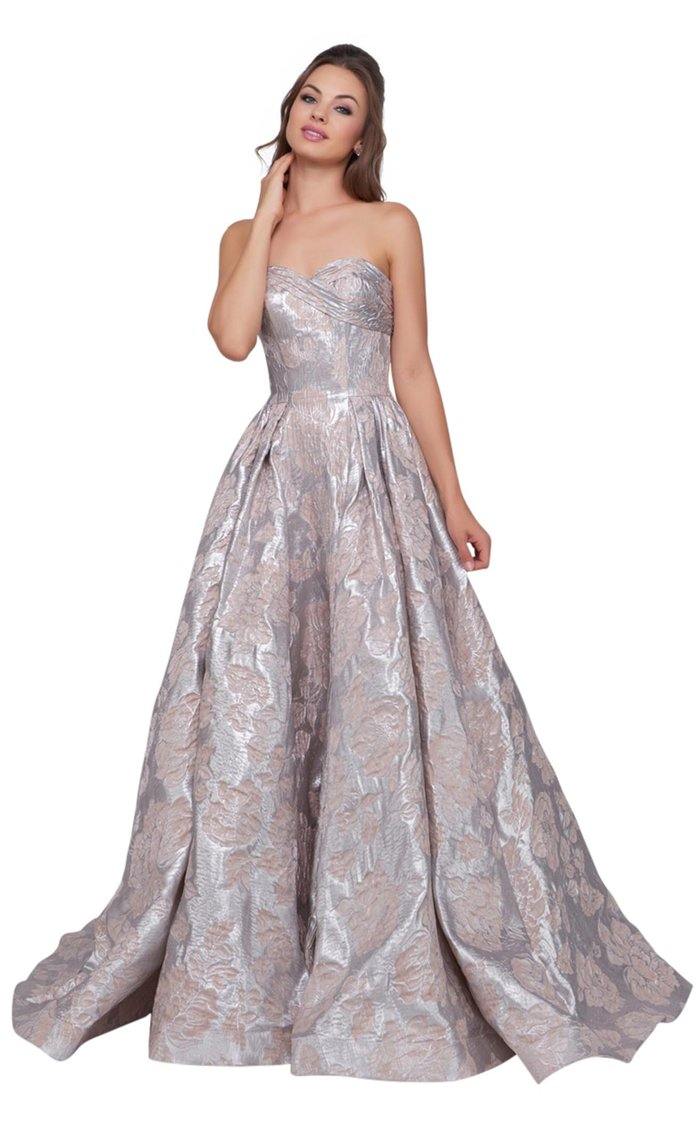 Mac Duggal 66947 Prom Long Strapless Floral Ballgown