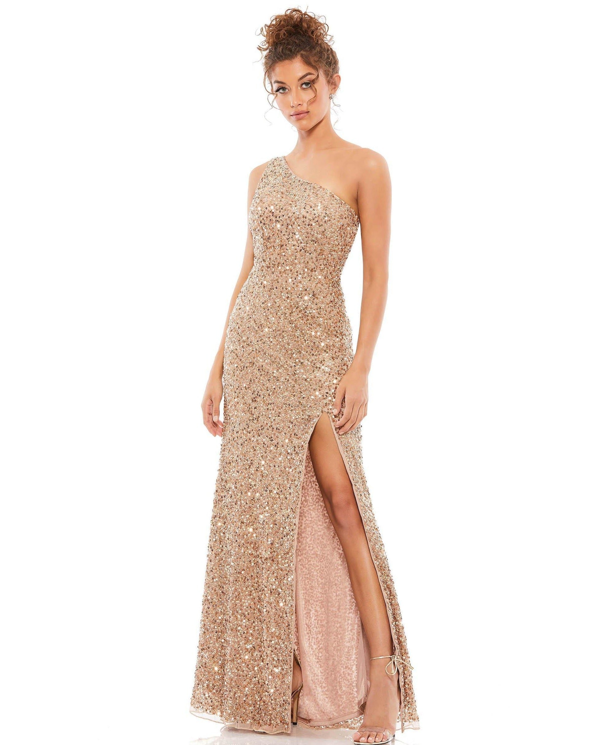 Mac Duggal 5059 Prom One Shoulder Sequins Long Gown