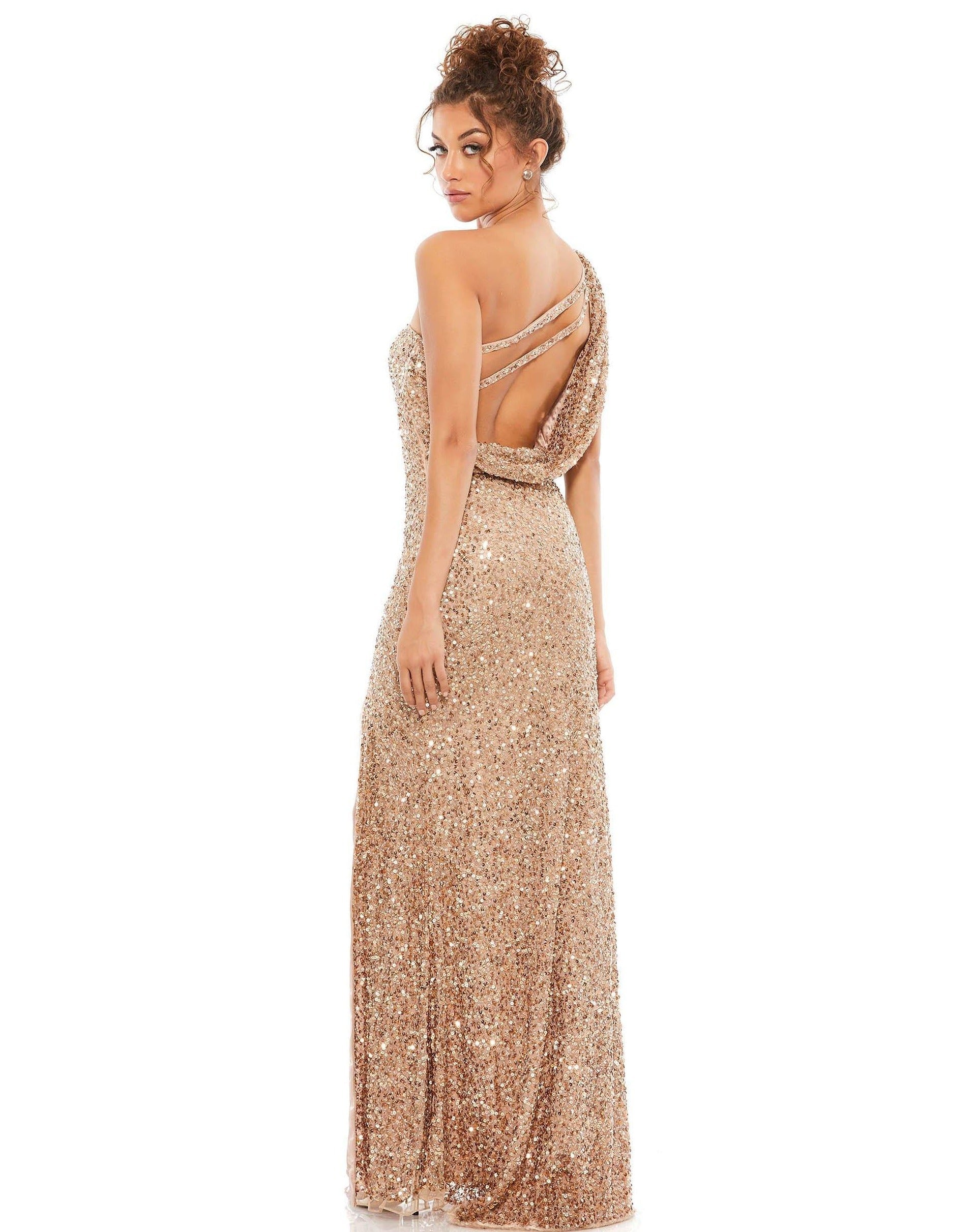 Mac Duggal 5059 Prom One Shoulder Sequins Long Gown