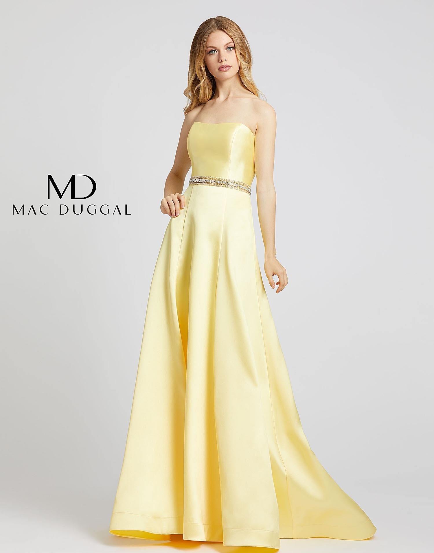 Mac Duggal Prom Strapless Satin Long Dress 67687L - The Dress Outlet