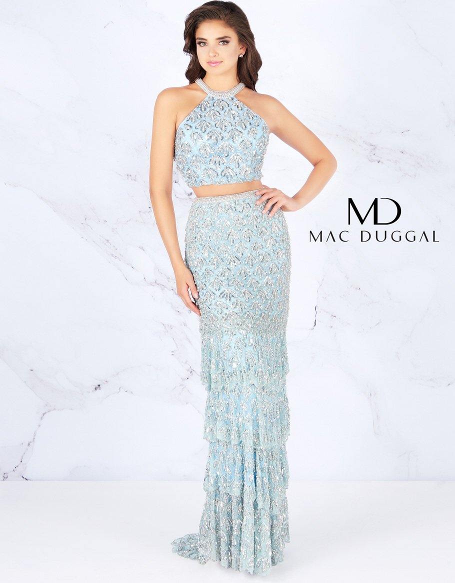 Mac Duggal Prom Two Piece Halter Ruffle Dress 4617A - The Dress Outlet
