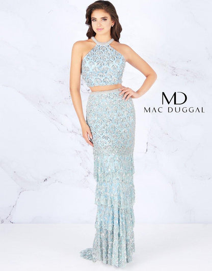 Mac Duggal Prom Two Piece Halter Ruffle Dress 4617A - The Dress Outlet