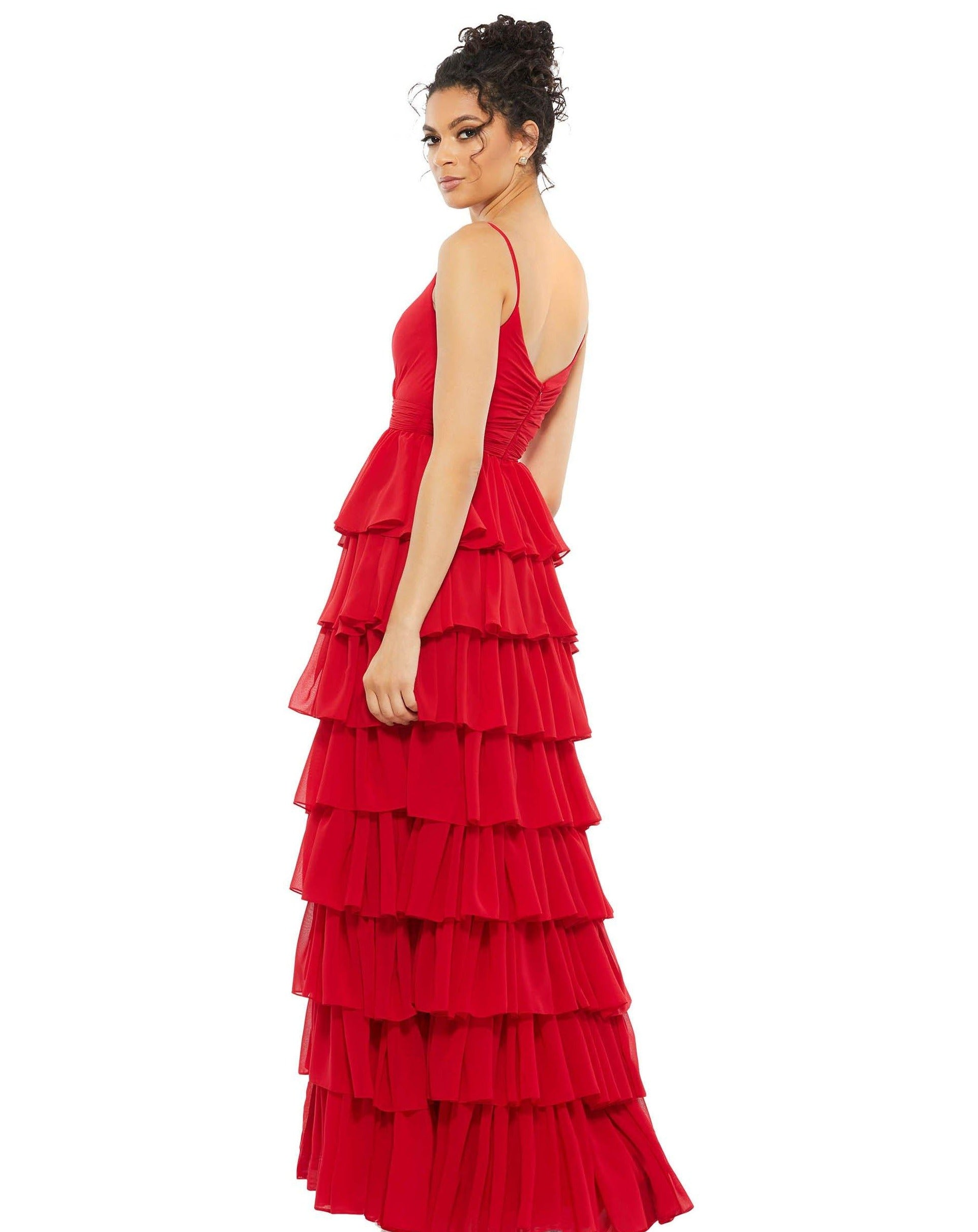Mac Duggal Sexy Spaghetti Strap Tiered Dress 55416 - The Dress Outlet