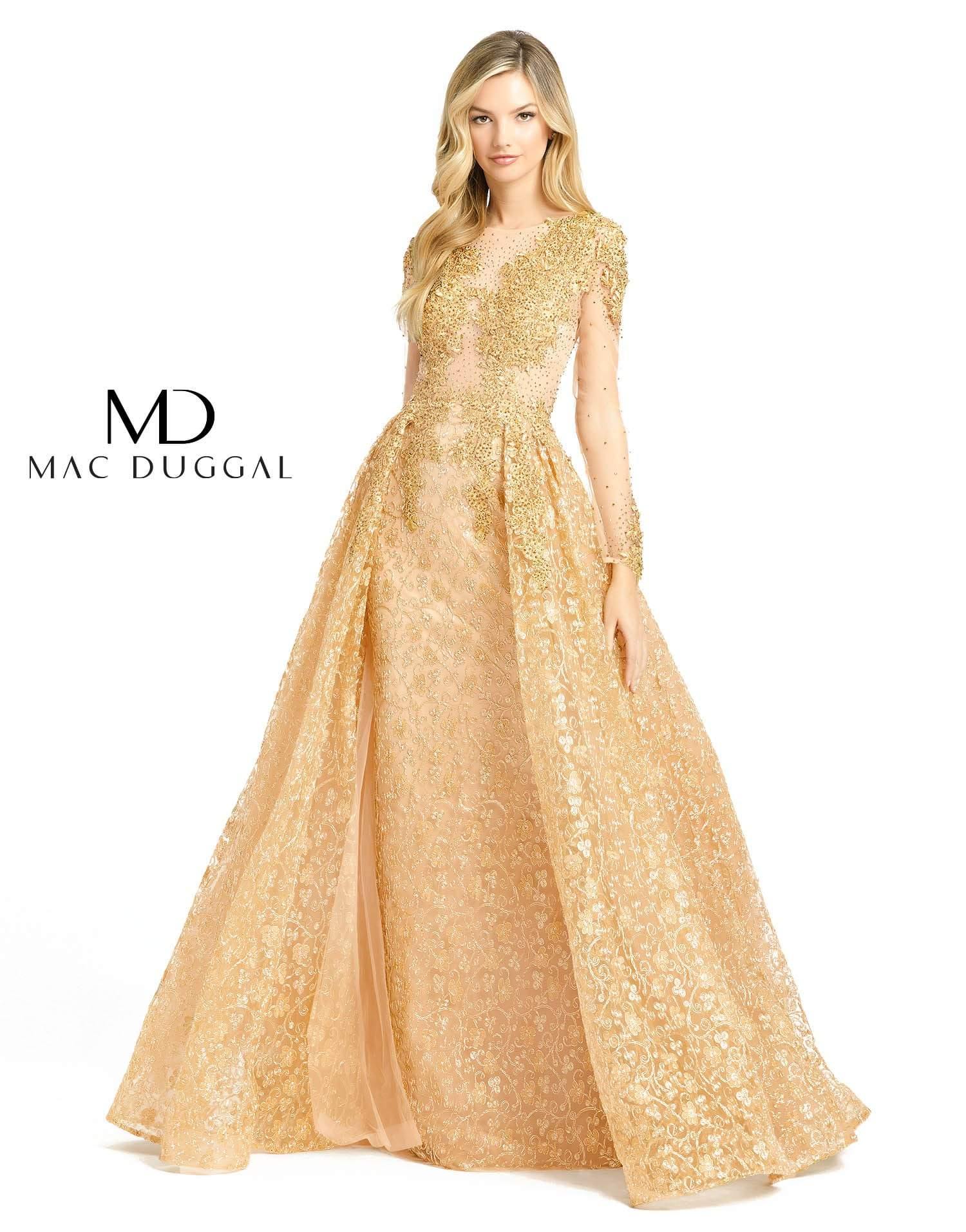 Formal Dress Long Sleeve Formal Evening Dress Gold