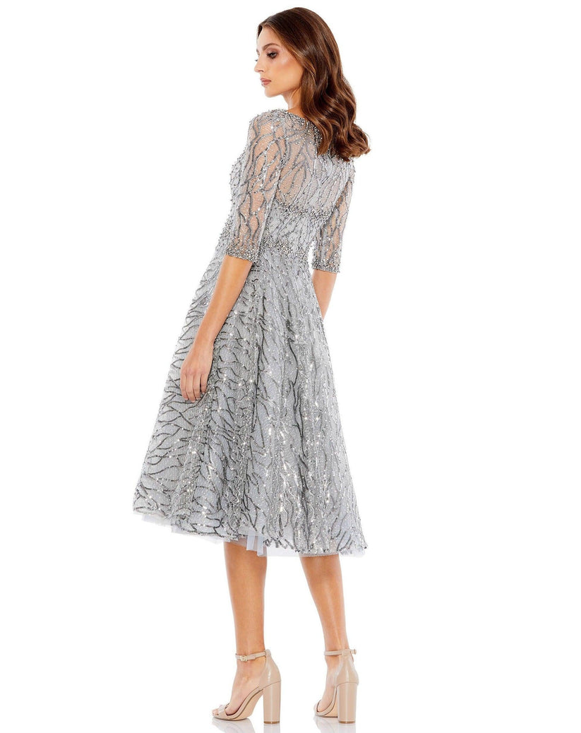 Navy Mac Duggal 20252 Short 3/4 Sleeve Cocktail Dress for $598.0 – The ...