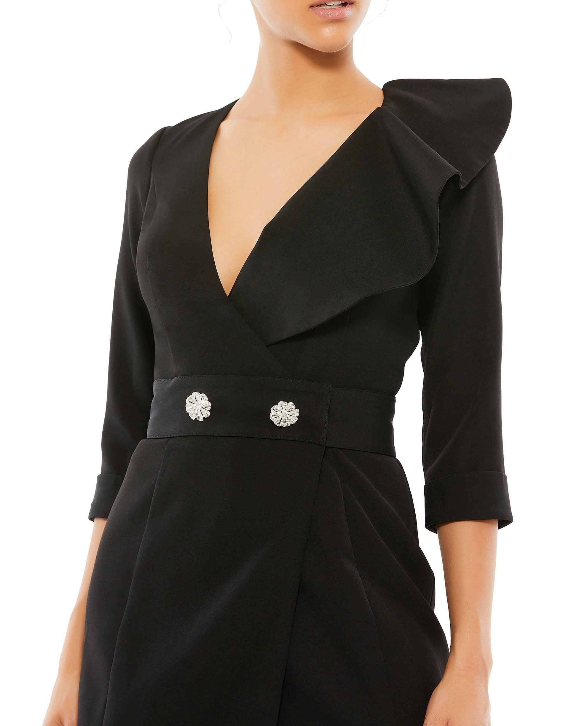 mac duggal short-sleeve blazer mini dress Mac Duggal 55692 Short Sleeve Tuxedo Dress