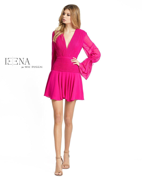 Short Bell Sleeve Chiffon Dress Bell Sleeves Mac Duggal 26411