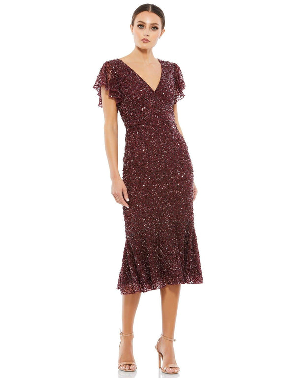 Short Cap Sleeve Ruffle Dress Cap Sleeves Mac Duggal 10801