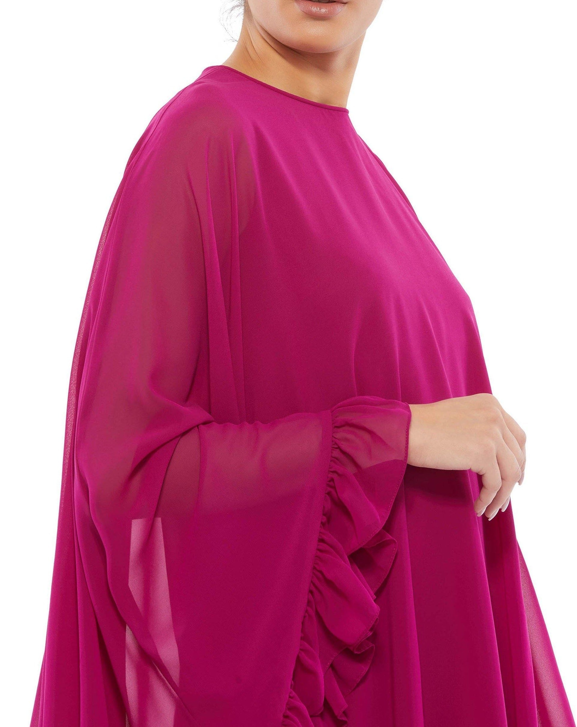 Mac Duggal 55407 Short Cape Sleeve Cocktail Dress