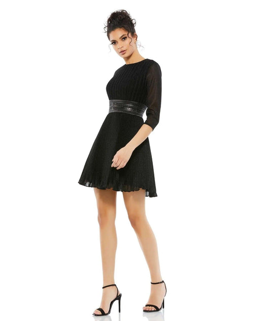 Black Mac Duggal 30749 Short Cocktail Pleated Mini Dress for 298.0 The Dress Outlet