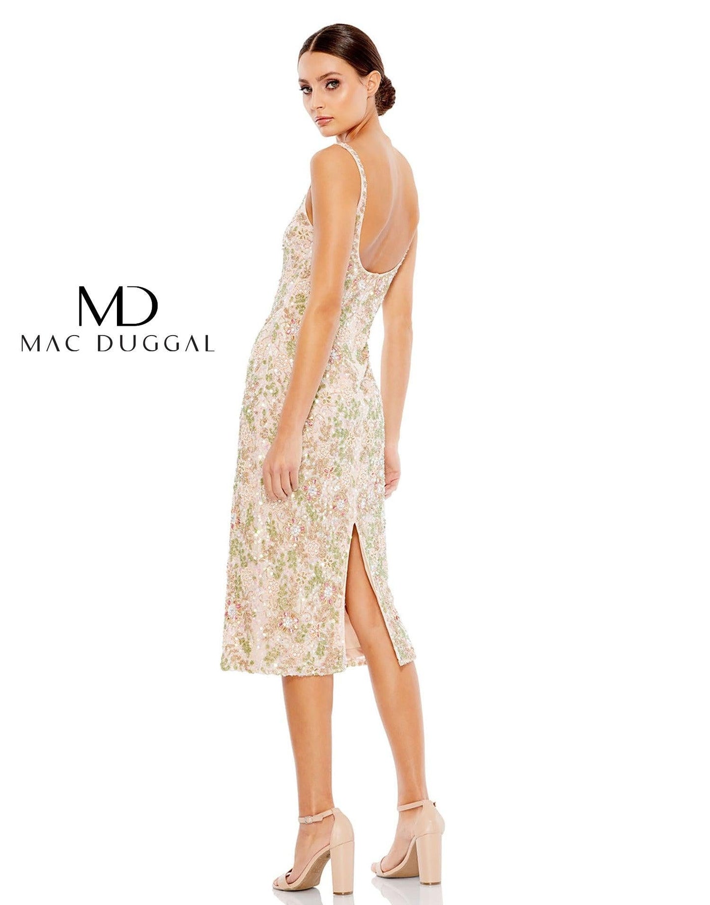 Mac Duggal Short Floral Beaded Cocktail Dress 10755 - The Dress Outlet