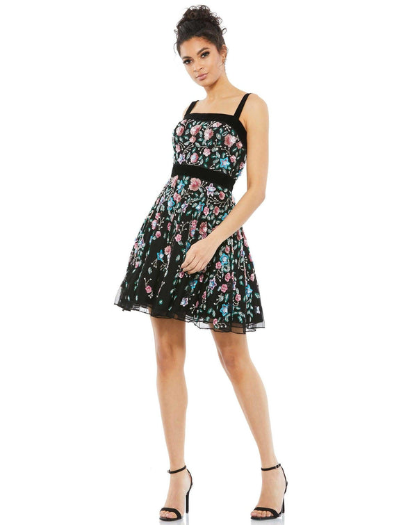 Short Floral Cocktail Dress Floral Detail Mac Duggal 4984