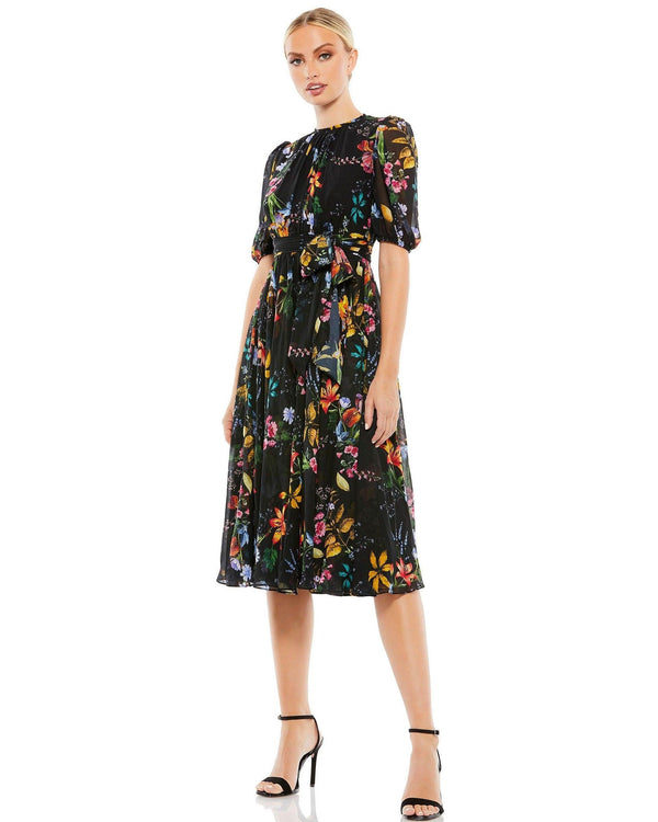 Short Floral Print Chiffon Dress Floral Print Mac Duggal 55625