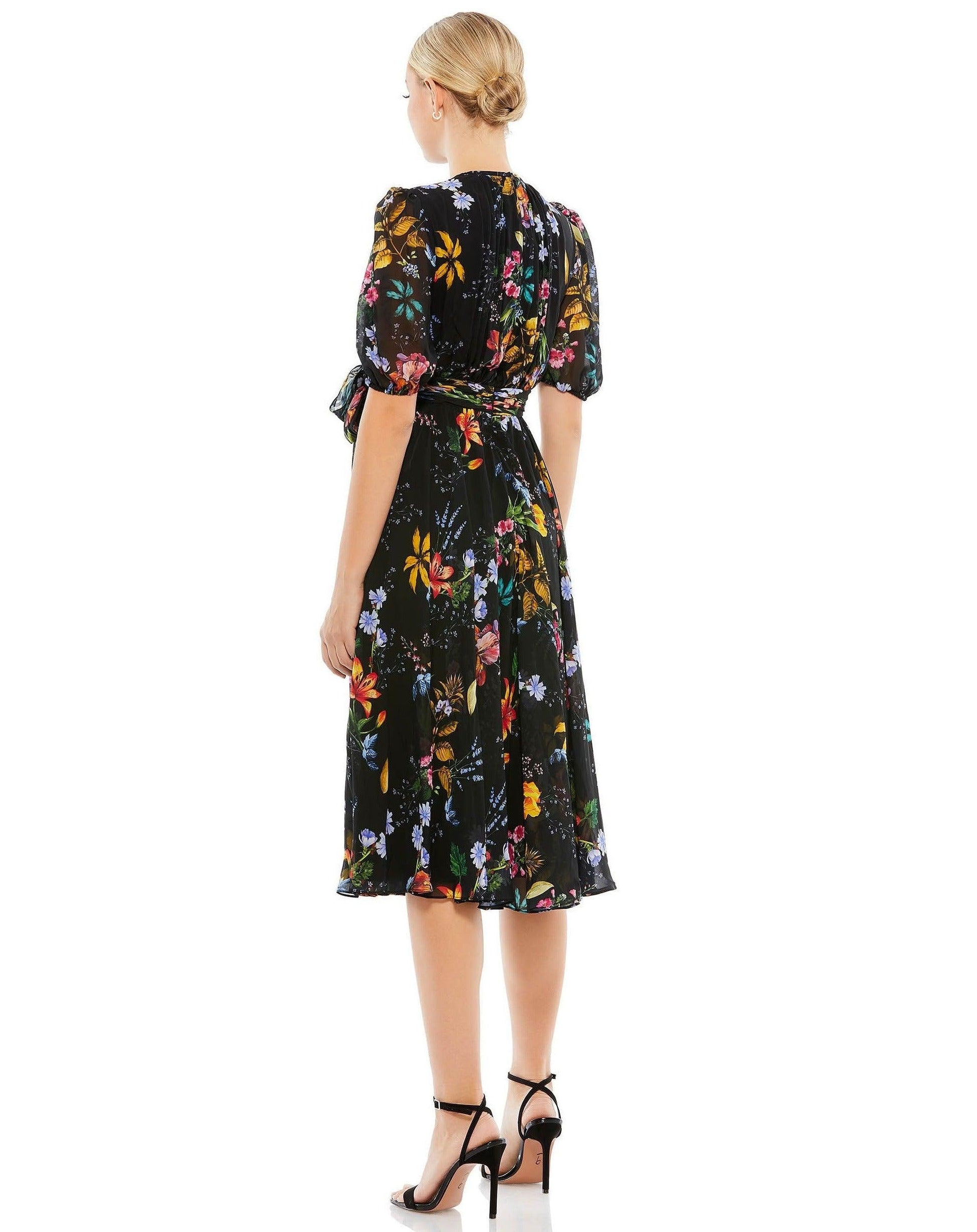 Mac Duggal 55625 Short Floral Print Chiffon Dress