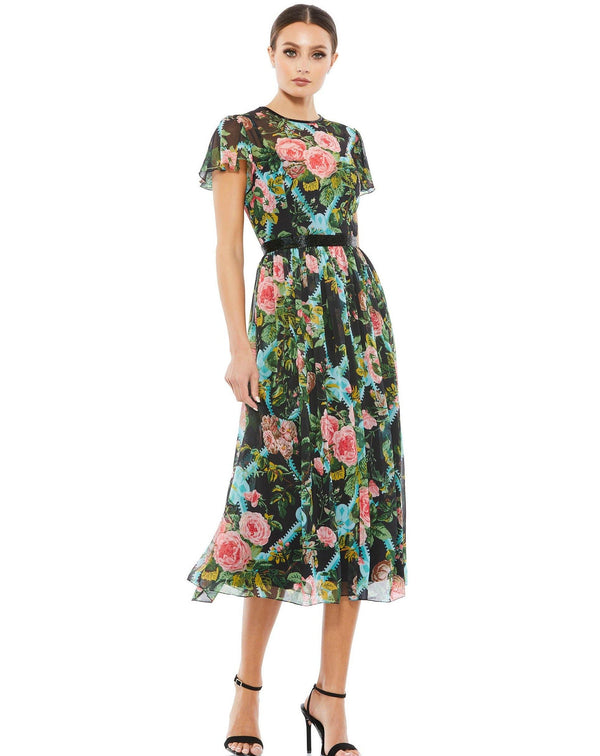Short Floral Print Cocktail Dress Floral Print Mac Duggal 9149