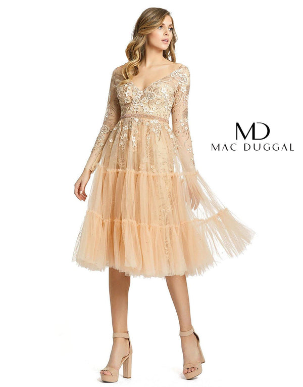 Short Long Sleeve Cocktail Dress Long Sleeves Mac Duggal 67547
