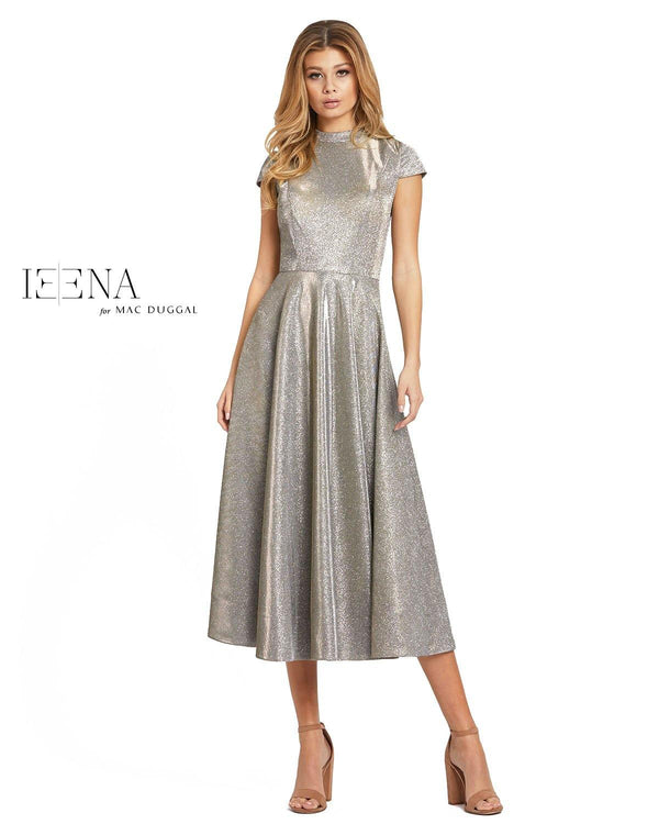 Short Metallic Cap Sleeve Dress Metallic Fabric Mac Duggal 26151