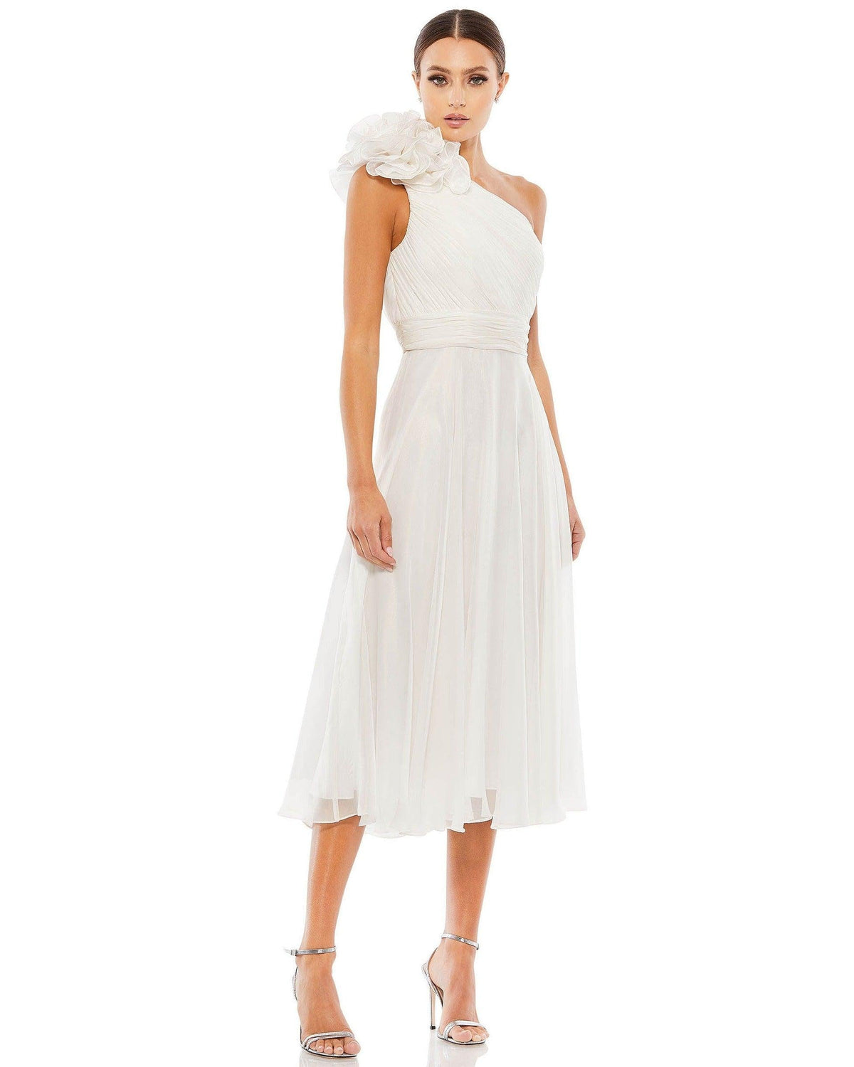 strapless open back dress Straps Lace and Mesh Knee Length White Party Dress – FancyVestido