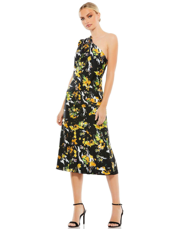 Short One Shoulder Floral Dress One Shoulder Detail Mac Duggal 55630