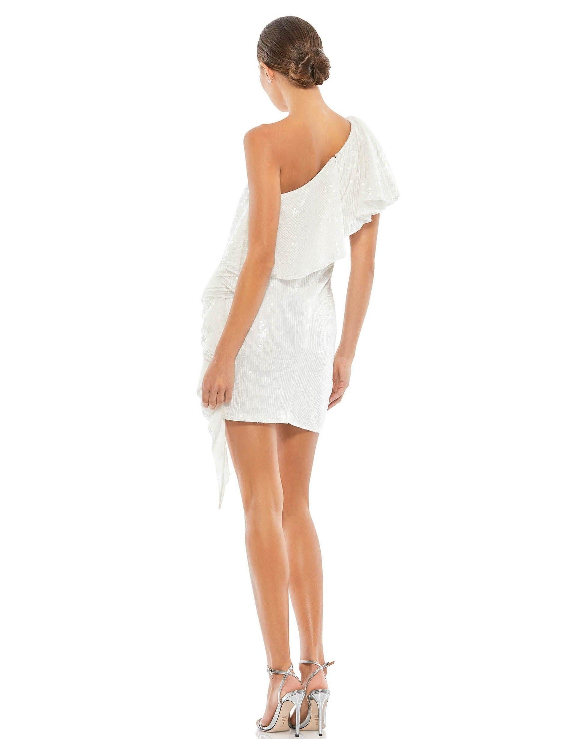 Mac Duggal 10800 Short One Shoulder Ruffle Dress