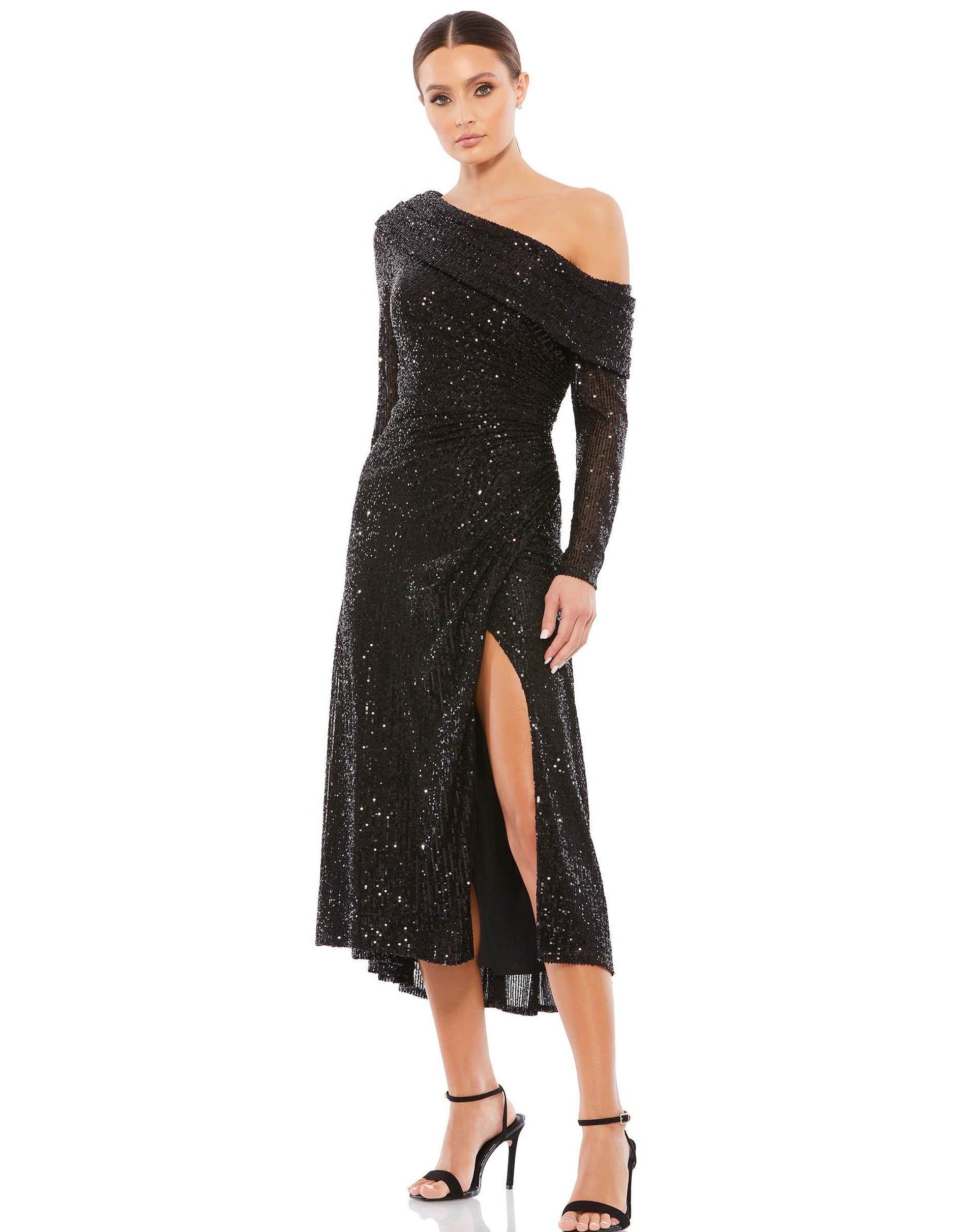 Mac Duggal 26551 Short One Shoulder Sequins Dress